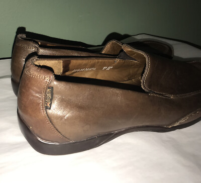 Mephisto mens brown leather cool air slip on soft loafers  display picture 1
