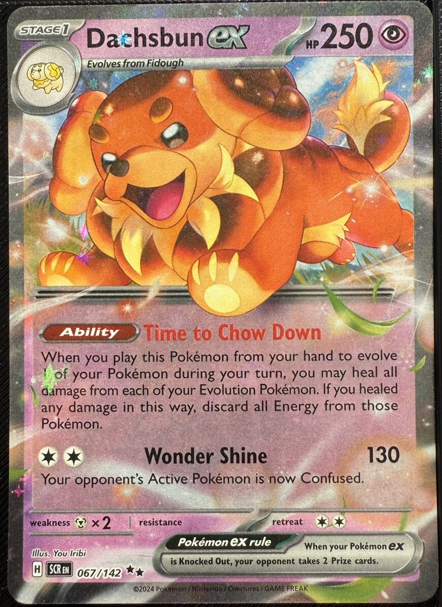 dachshund pokemon card Dachsbun EX Ultra Rare Stellar Crown 067/142, NM Pokemon Card
