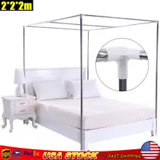 King Size Metal Canopy Bed Frame 4 Corner Bedding Canopy Frame Post Stainless