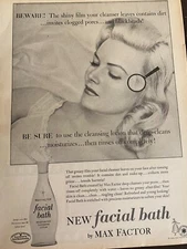 Max Factor Facial Bath, Make Up, Cosmetics, Full Page Vintage Print Ad