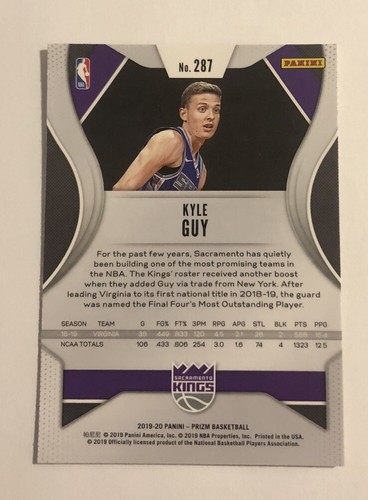 Kyle Guy 2019-20 Panini Prizm Rookie #287 Sacramento Kings RC - Picture 2 of 2