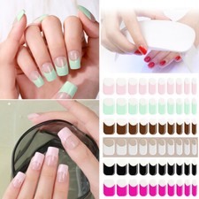 Gel Nail Sticker UV Lamp Semi-Cured Full Cover Wraps French Patch DIY Manicure