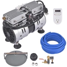 Pond Aerator System 550W 5.2CFM 3/4 for 3 Acre 50' Lake 2 Tubings & 2 Diffusers