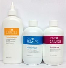 NUOVA CONFEZIONE Gommalacca Cnd set 3 pezzi - Cuticole Away 6 oz, scrub fresco, offly veloce 7,5 oz