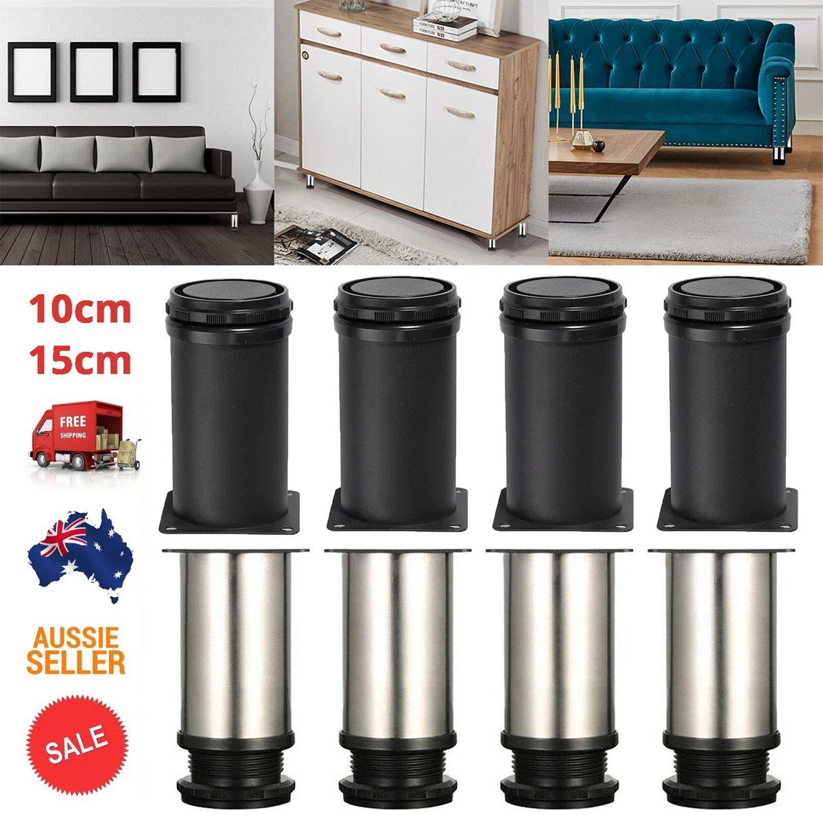 4Pcs Adjustable Metal Furniture Legs Cabinet Sofa Kitchen Bed