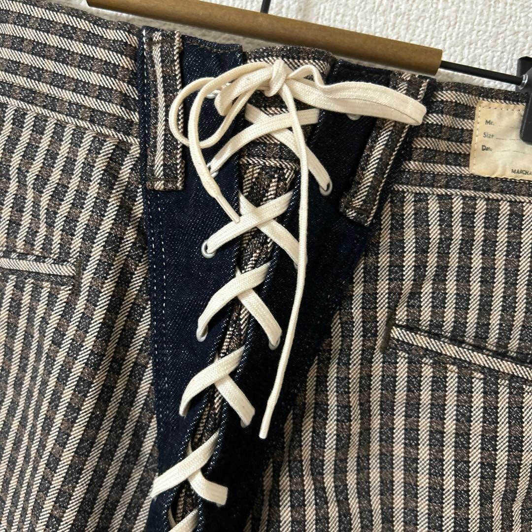 Kapital Size 2 Cotton Back Lace-up Pants Gray From JAPAN