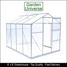 Greenhouse Garden Universe 6' x 8' Silver Aluminium Polycarbonate Inc Free Base