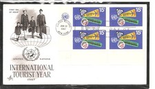 UN New York SC # 176 International Tourist Year FDC . Artcraft Cachet