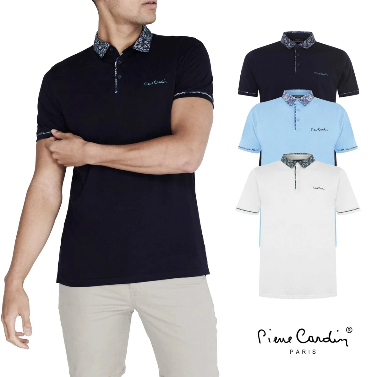 Ex Brand Mens Polo Shirt Short Sleeve Paisley Collar Tee Designer