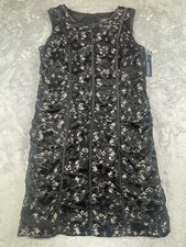 R M Richards Sleeveless Dress 12 Black/Taupe Sequins Lace NWT