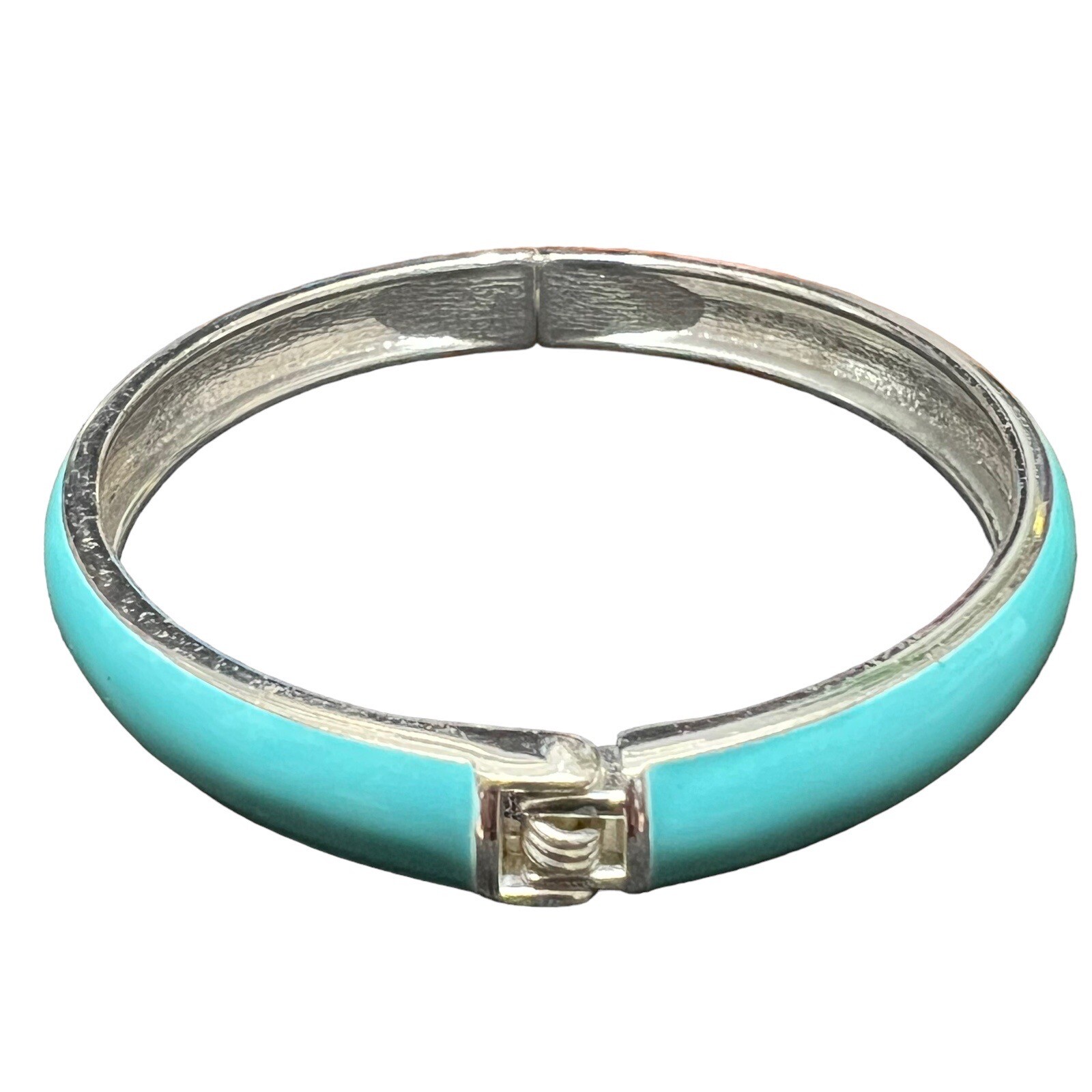Sequin Teal Blue Bangle Southwest Stackable Hinge… - image 5