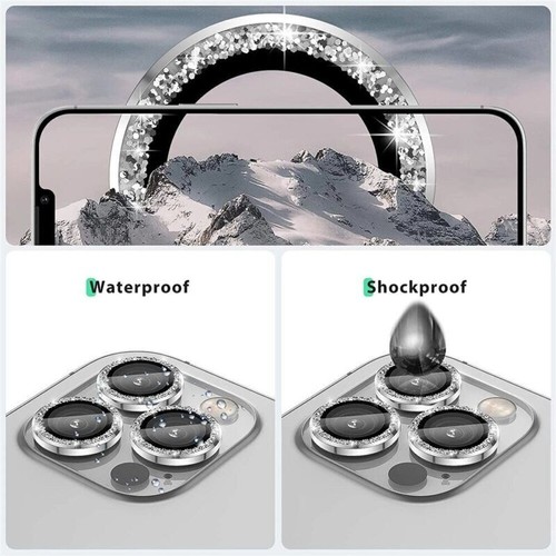 Set Bling Glitter Diamond Glass Camera Lens Protector Ring For 15 14 13 Pro Max - Picture 18 of 29