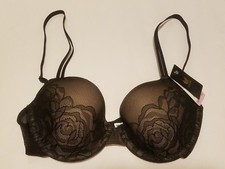 WACOAL Bra Size 32DD Black Full Coverage Lightly Padded Lace Underwire 68