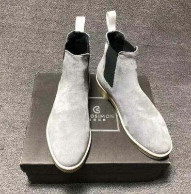 Mens Real Suede Leather Chelsea Boots Shoes Business Work Office Roma Cowboy L