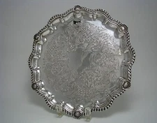 VICTORIAN SILVER PLATED SALVER TRAY CONTINENTAL ca1900s No Mono Excel Rare Marks