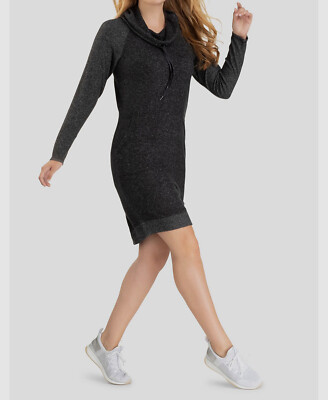 Tribal Fuzzy Knit Sweater Dress - Black