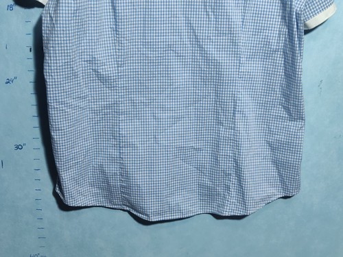 Michael Kors Men Slim-Fit Gingham Stretch Short-Sleeve Woven Shirt, Blue, XXL - Picture 9 of 9