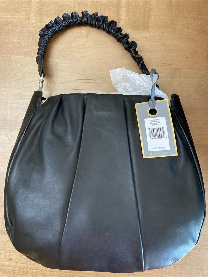 NOVA COM ETIQUETA BOLSA DE OMBRO LOUISE ET CIE COURO PRETO FOSCO ALÇA SUPERIOR HOBO - ESTADO PERFEITO - Imagem 2 de 4