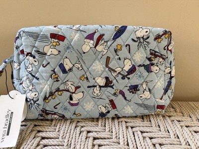 Vera Bradley Peanuts Medium Cosmetic Bag SKI JUMP SNOOPY WINTER SKY Blue NWT