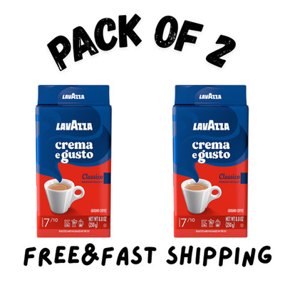 (2 pack) Lavazza Crema e Gusto Ground Coffee, Medium Roast, Arabica and Robusta