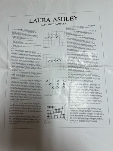 VTG Laura Ashley Sampler Kit Alphabet Canvas 45x45cm Wool Thread NEW Opened READ - Picture 4 of 6