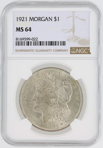 1921  Morgan Dollar NGC MS64 Philadelphia Minted Silver Dollar No Reserve