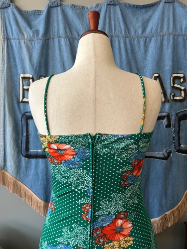 Vintage 70s Jonathan Logan Boho Prairie Spaghetti Strap Hippie Maxi Dress Size L - Picture 9 of 14