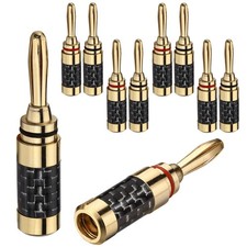 Banana Plugs 5pairs 10pcs 24k Gold Plated Closed Screw Speaker Plug connect...