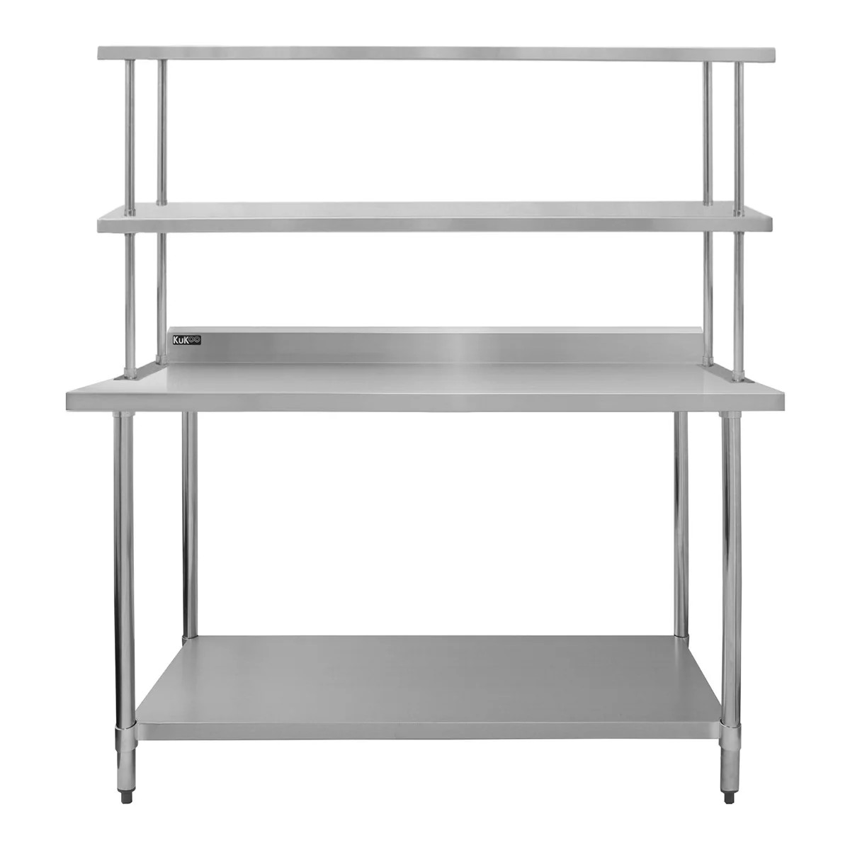 Table de travail cuisine 2 niveaux 1500mm et étagère d'appoint en inox
