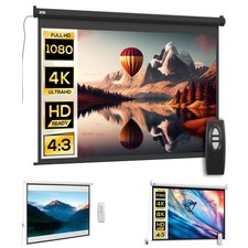HOMCOM 4:3 Beamer Leinwand Elektrisch Projekt...