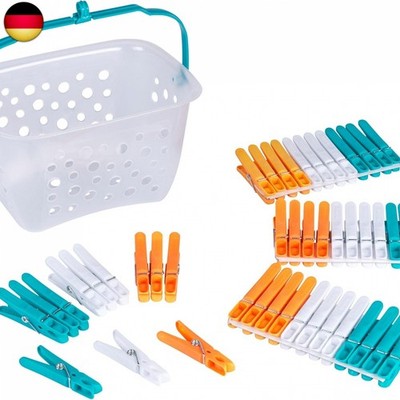 Beldray LA028297TQEU Ultra Grip 48 Stück Wäscheklammern mit Aufbewahrungskorb, W
