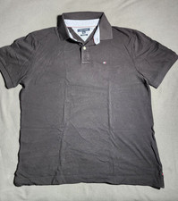 Tommy Hilfiger Polo Shirt Men XL Black Custom Fit Short Sleeve Classic Logo