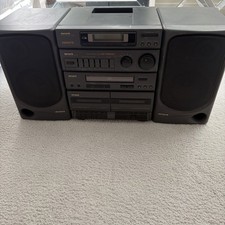 Aiwa CA-DW550 Portable Dual Cassette CD Player AM/FM Radio AUX Boombox