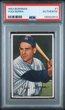1952 Bowman # 1 Yogi Berra Yankees PSA A Beautiful Color And Perfect Centering!