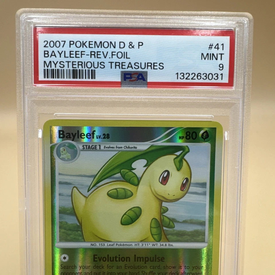 2007 Pokemon Diamond & Pearl Bayleef Reverse Holo Mysterious Treasures #41 PSA 9 - Image 2 of 4
