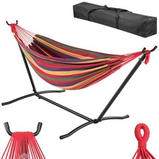 Amaca da Giardino Brasiliana Strisce Multicolore Portata 200kg Struttura Acciaio