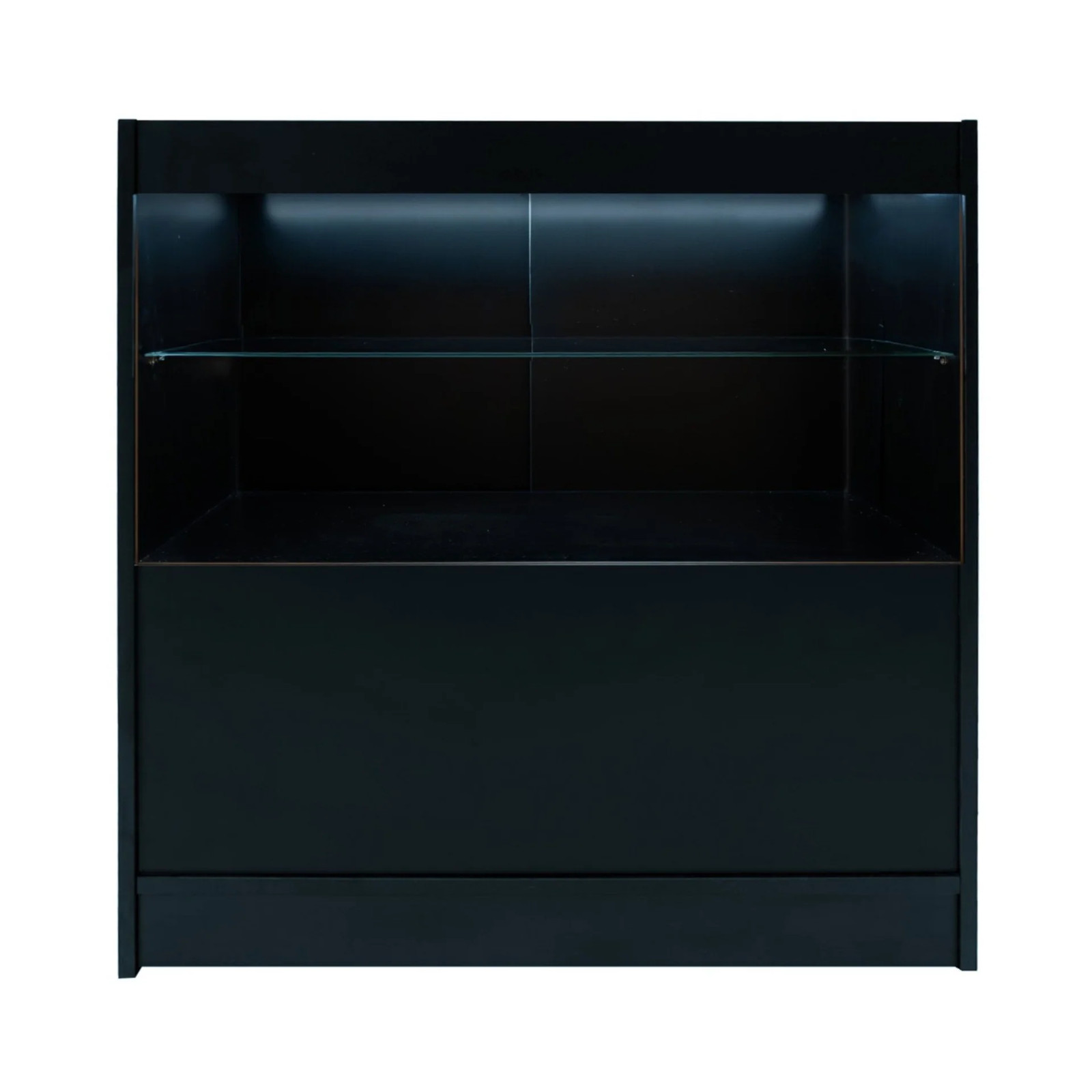 Foto 2 van Zwart Winkel Toonbank LED C900 Afsluitbaar Detailhandel Glas Vitrinekast