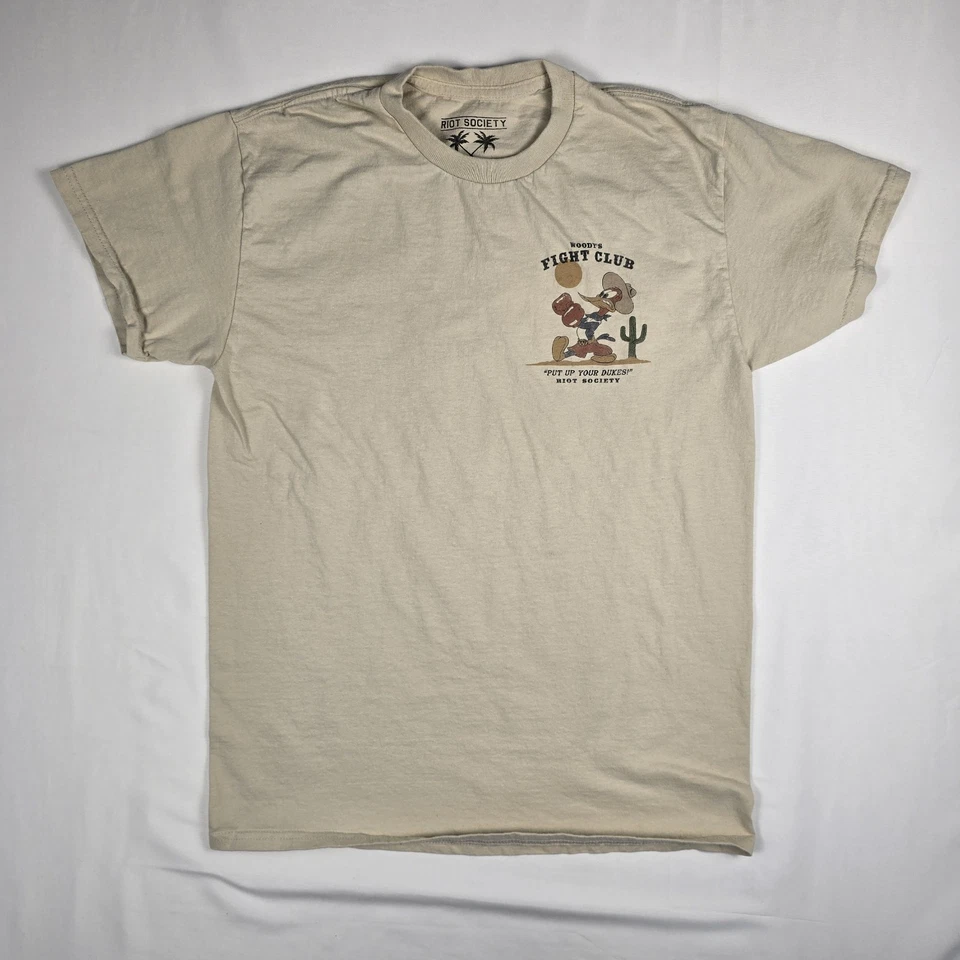Camisa Riot Society Woody's Fight Club Hombre Mediana Beige Manga Corta Gráfico  Foto 2 de 4