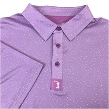 Bogey Bros Golf Co Mens XL Purple Lavender Polka Dot Performance Golf Polo Shirt