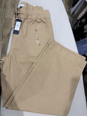 Tommy Hilfiger Men's XS Cotton Twill Drawstring Straight Beige Casual Pants