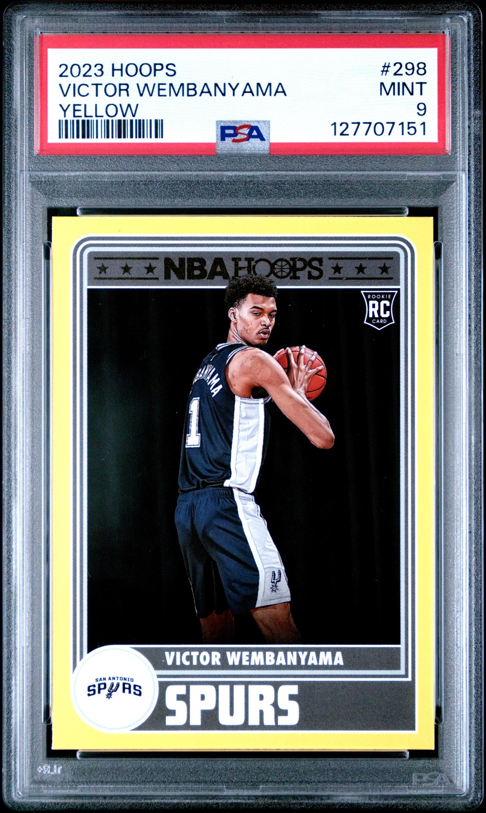 2023 Panini NBA Hoops #298 Victor Wembanyama Yellow PSA 9