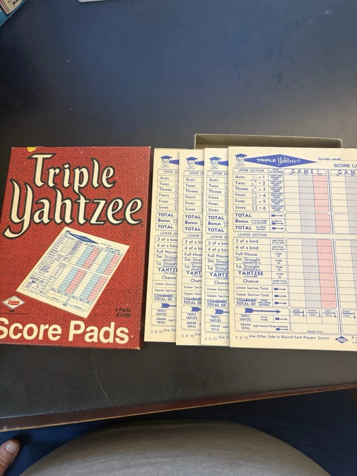 Vintage Triple Yahtzee 1973 Score Cards 4 Pads Lowe Milton Replacements - Image 3 of 4