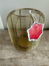 NEW Gold Wire Hurricane Candle Holder Decorative Candle Stick Lantern Pillar 8”