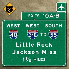 Tennessee Interstate 40 240 55 Little Rock Jackson highway marker road sign 16"