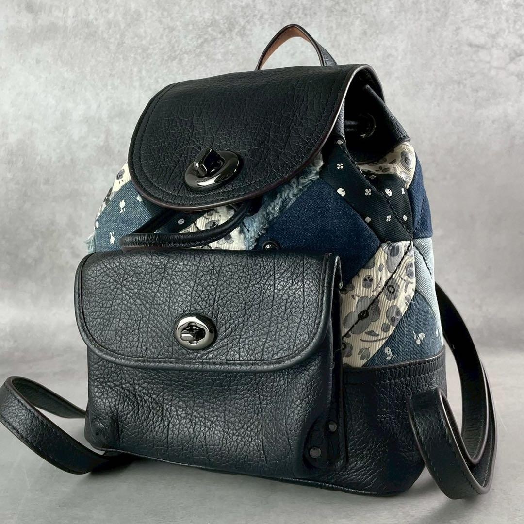 COACH Backpack Leather × Denim Patchwork Women A-… - image 1