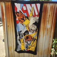 Toalla de playa vintage rara Marvel X-Men 1994 con diente de sable Gambito