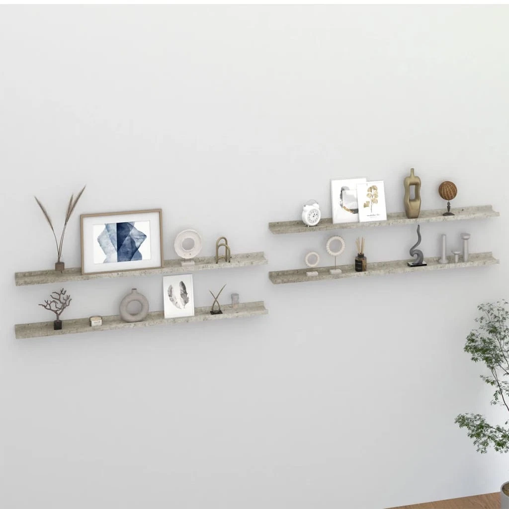 Wall Shelves 4 pcs Concrete Gray 45.3"x3.5"x1.2
