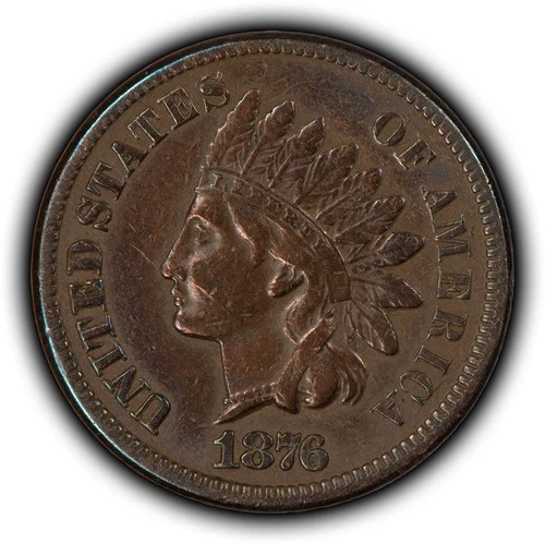 1876 1c Indian Head Small Cent - XF Semi Key Date - SKU-Y6517