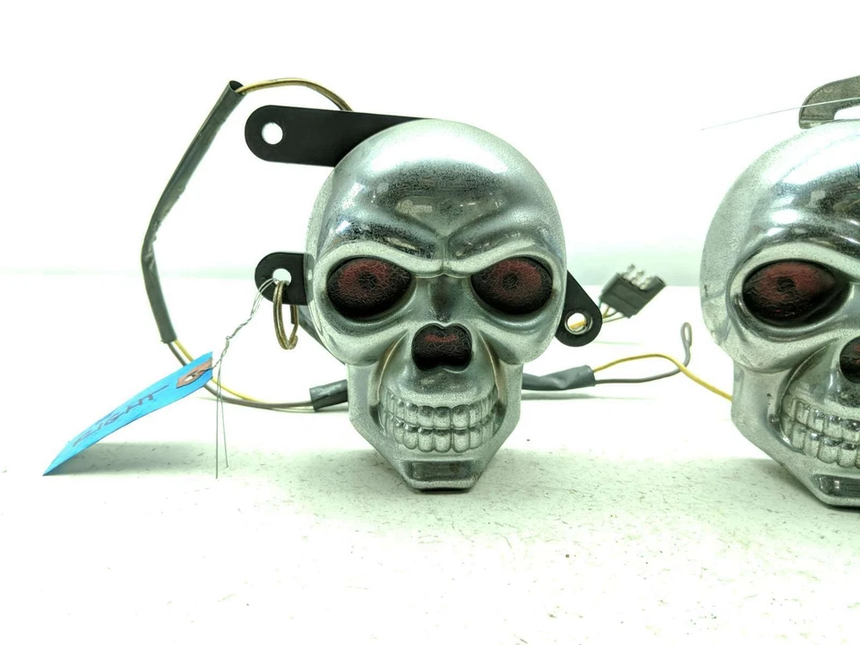 00-09 Yamaha V Star 1100 XVS1100 Skull Indicator Flasher Lights W/ Sub Harness - Image 4 of 4