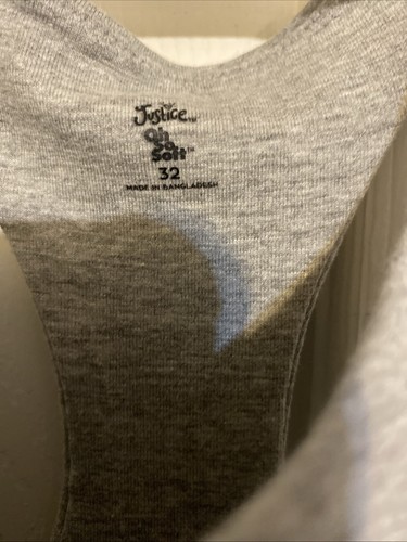 Justice Sport Of So Soft Logo Racerback Camo Grey Sportsbra Girls Size 32 - Picture 4 of 8